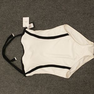 White with Black Trim DKNY Donna Karen New York Never Worn Bathing Suit Swimsuit